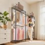 VEVOR Kleiderständer Garderobenständer mit 4 Kleiderstangen & 363 kg Tragkraft & 6 Regalen & 8 Haken, offener Kleiderschrank für Schlafzimmer Bekleidungsgeschäft Garderobe Flur Schwarz