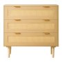 VEVOR Rattankommode Aufbewahrungsschrank mit 3 Schubladen & Metallgriffen & Holzbeinen, moderner Rattanschrank für Schlafzimmer Wohnzimmer Flur (80 x 35 x 77 cm) Kleidungsschrank Schubladenschrank