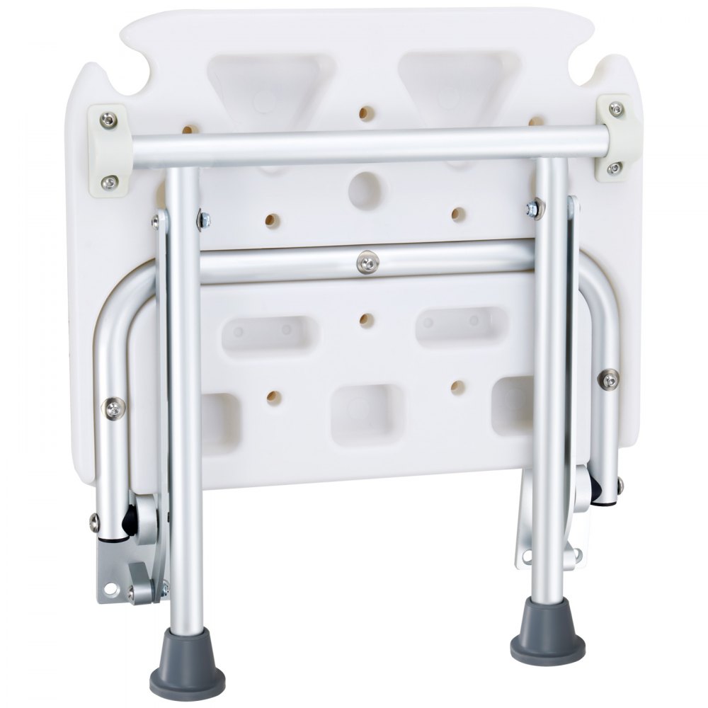 VEVOR Folding Shower Seat made of PE, 40.1 x 37.6 cm unfolded, wall-mounted, fold-up shower bench with 227 kg load capacity, space-saving foldable shower chair for seniors and pregnant women