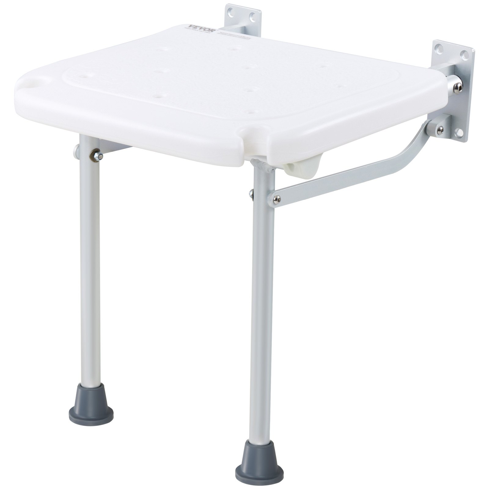 VEVOR Klappbarer Duschsitz aus PE, 40,1 x 37,6 cm ausgeklappt, wandmontierte, hochklappbare Duschbank mit 227 kg Tragkraft, platzsparender zusammenklappbarer Duschstuhl für Senioren, Schwangere