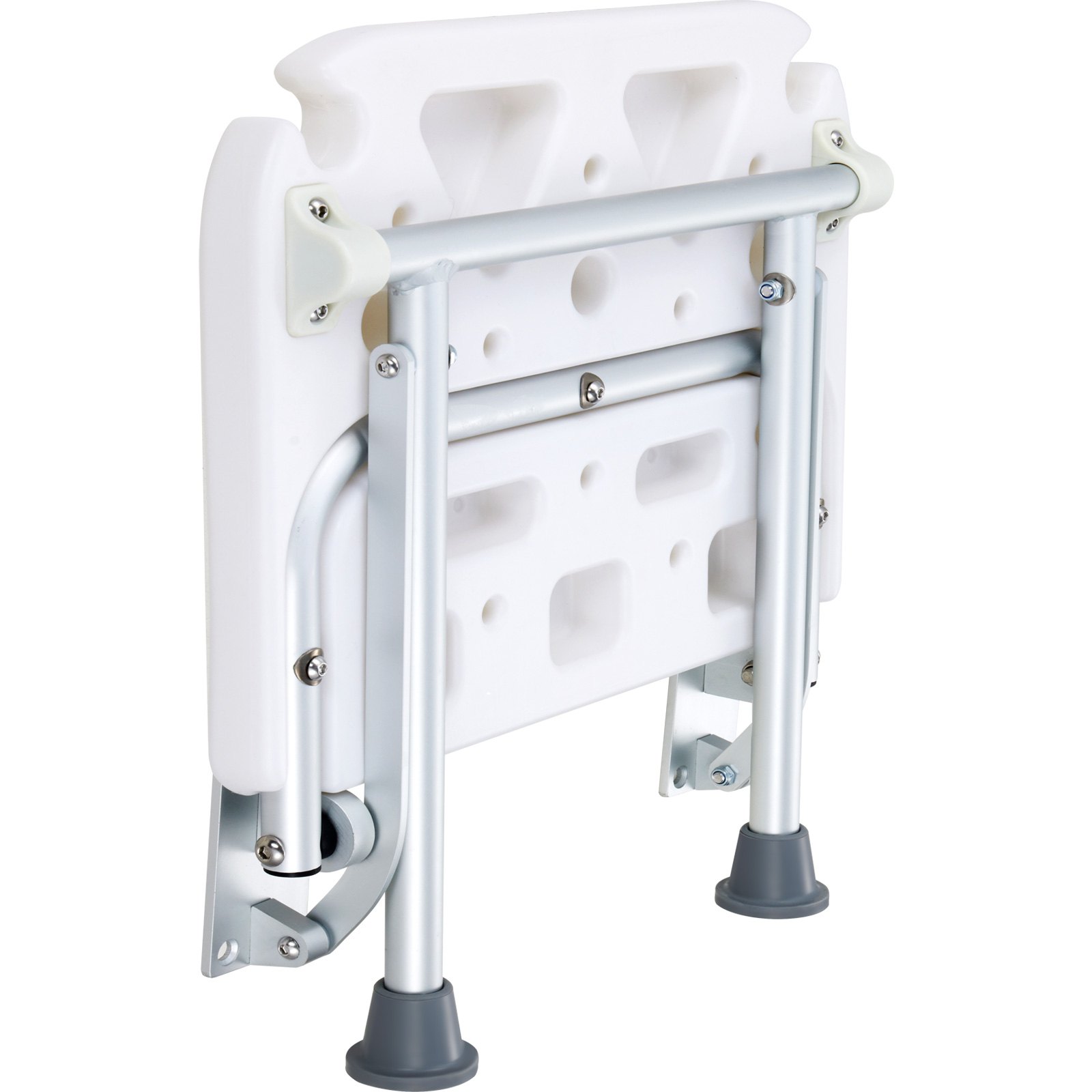 VEVOR Folding Shower Seat made of PE, 40.1 x 37.6 cm unfolded, wall-mounted, fold-up shower bench with 227 kg load capacity, space-saving foldable shower chair for seniors and pregnant women