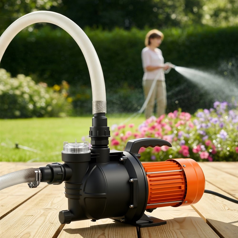 VEVOR Gartenpumpe, 1300 W, 230 V, max. Fördermenge 4800 L/h, PP Bewässerungspumpe mit 48 m Förderhöhe, Überhitzungsschutz, Europäische Spannungsnormen, für Gartenbewässerung &-bewässerung