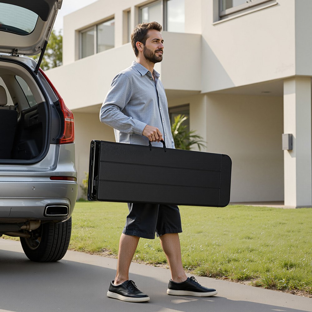 VEVOR Klappbank aus Kunststoff, 1,83 m tragbare Klappbank, glatte wasserdichte HDPE-Außenbank, Picknick-Camping-Esssitz mit Tragegriff, für unterhaltsame Aktivitäten wie Gartenfußball, schwarz (1 Packung)