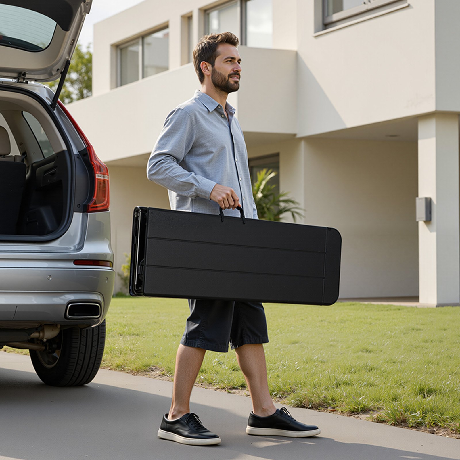 VEVOR Klappbank aus Kunststoff, 1,83 m tragbare Klappbank, glatte wasserdichte HDPE-Außenbank, Picknick-Camping-Esssitz mit Tragegriff, für unterhaltsame Aktivitäten wie Gartenfußball, schwarz (1 Packung)