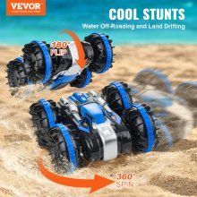 VEVOR Amphibisches Ferngesteuertes Auto 4WD 24G Spielzeugauto Stunt RC Blau