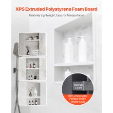 VEVOR Duschnische, 10,16x40,64x50,8 cm, Wandnische mit beweglichem Trennregal, Seifen- & Shampoo-Aufbewahrungs-Organizer, rechtwinklige Ecken, schwarz für Badezimmerdusche