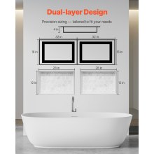 VEVOR Duschnische, 40,6 x 81,3 cm + 40,6 x 81,3 cm Wandnische mit beweglichem Regal, 10,2 cm dicker moderner Seifen- & Shampoo-Aufbewahrungs-Organizer, schwarz für Badezimmerdusche