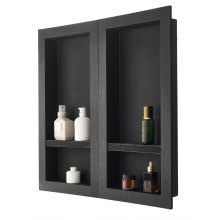 VEVOR Duschnische, 40,6 x 81,3 cm + 40,6 x 81,3 cm Wandnische mit beweglichem Regal, 10,2 cm dicker moderner Seifen- & Shampoo-Aufbewahrungs-Organizer, schwarz für Badezimmerdusche