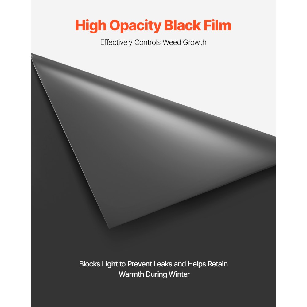 VEVOR PE construction film 3.05 x 30.48 m, 0.15 mm thick plastic film, plastic cover film, polyethylene tarpaulin, protective film for crawl spaces, vapor barrier, screed film, multi-purpose, black