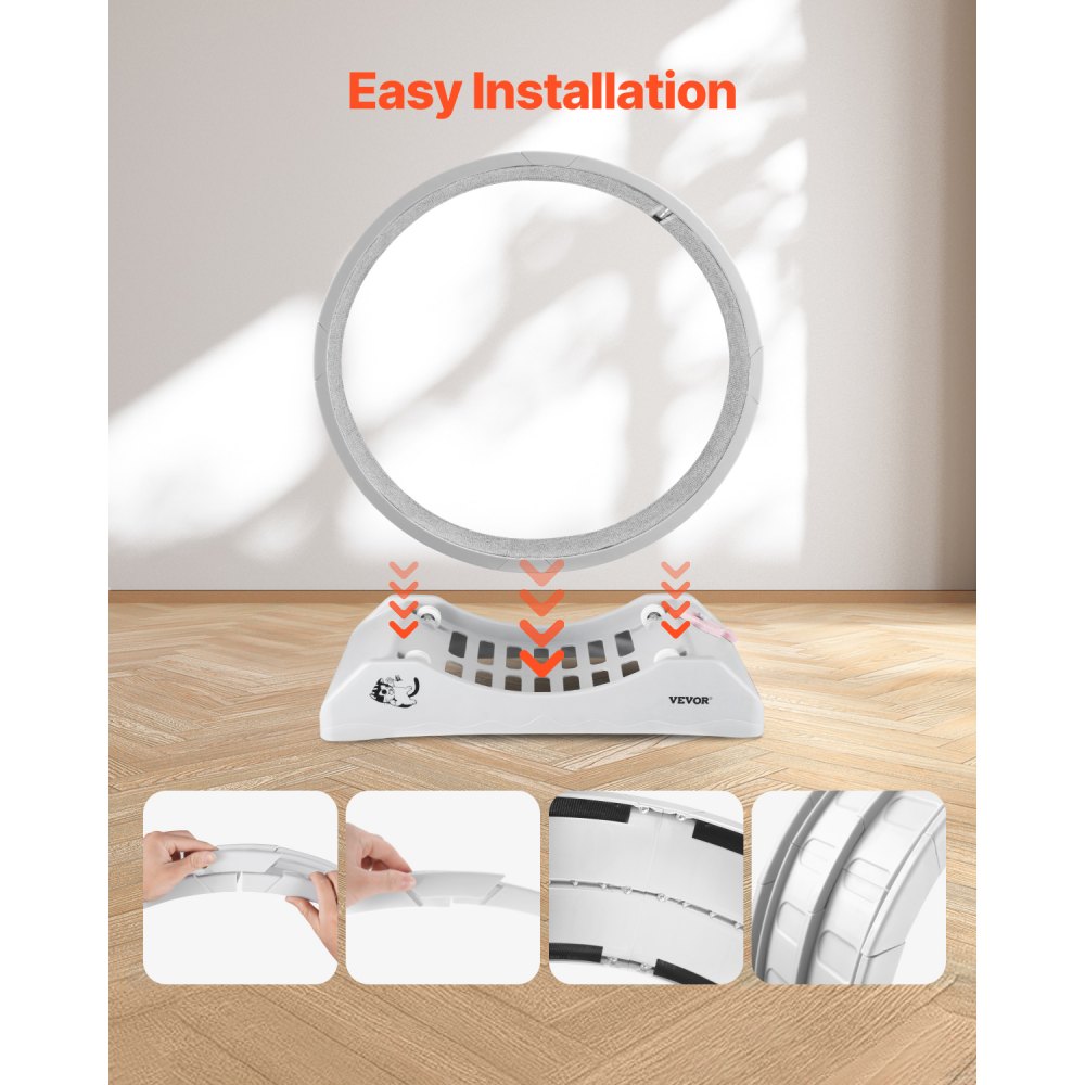 VEVOR Katzenlaufrad, 80x34x85cm, großes Laufrad für Katzen mit sicherer Bremse & Laufbahn aus Teppich, leiser Betrieb, Laufband für Katzen bis zu 4kg, Katzenrad für Gewichtsverlust & Gesundheit, weiß