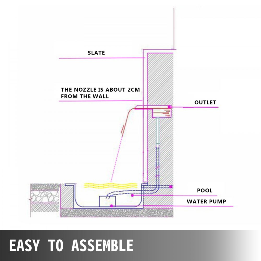 Schwalldusche Poolfontäne Led Wasserfall Festes Acrylmaterial Fontäne
