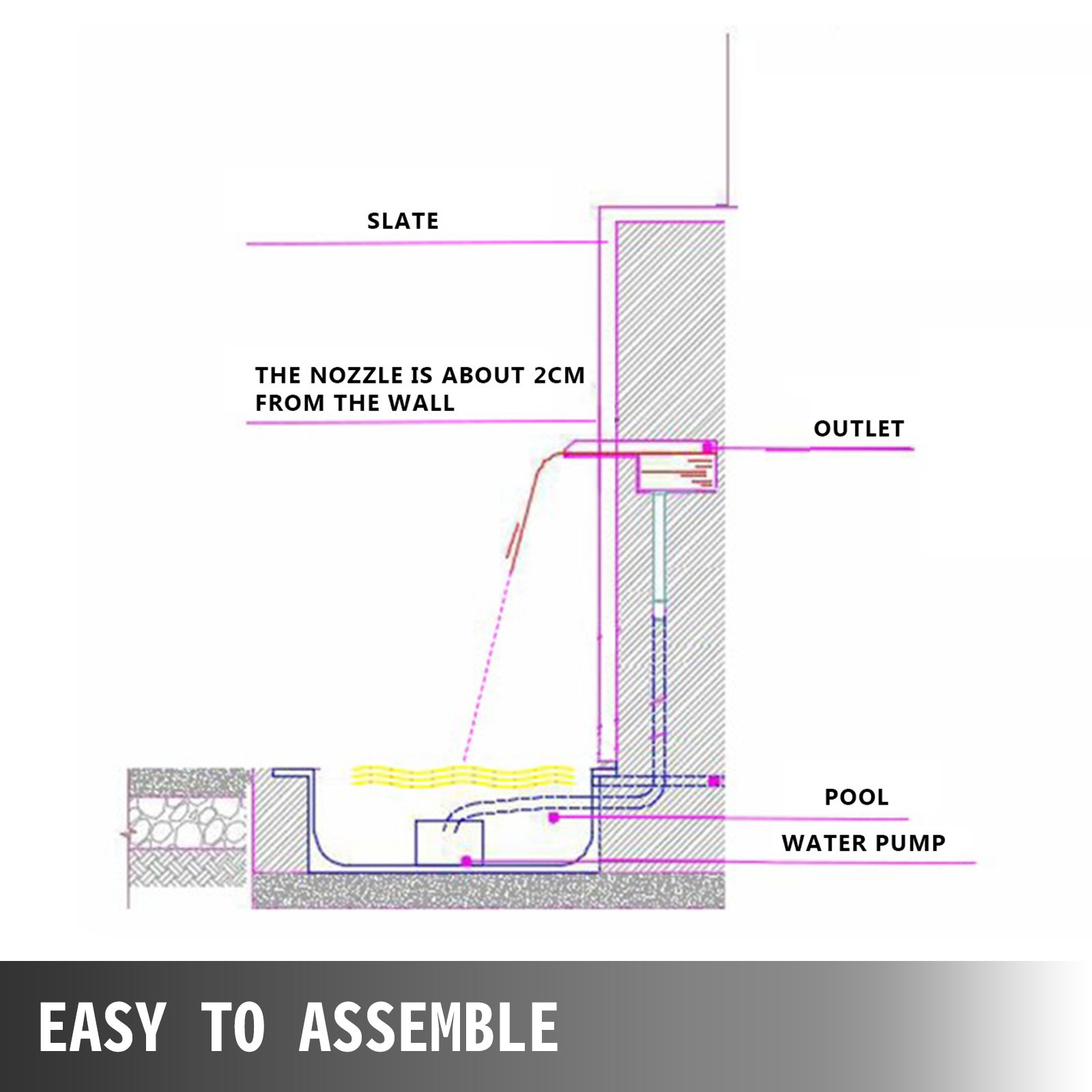 Schwalldusche Poolfontäne Led Wasserfall Festes Acrylmaterial Fontäne