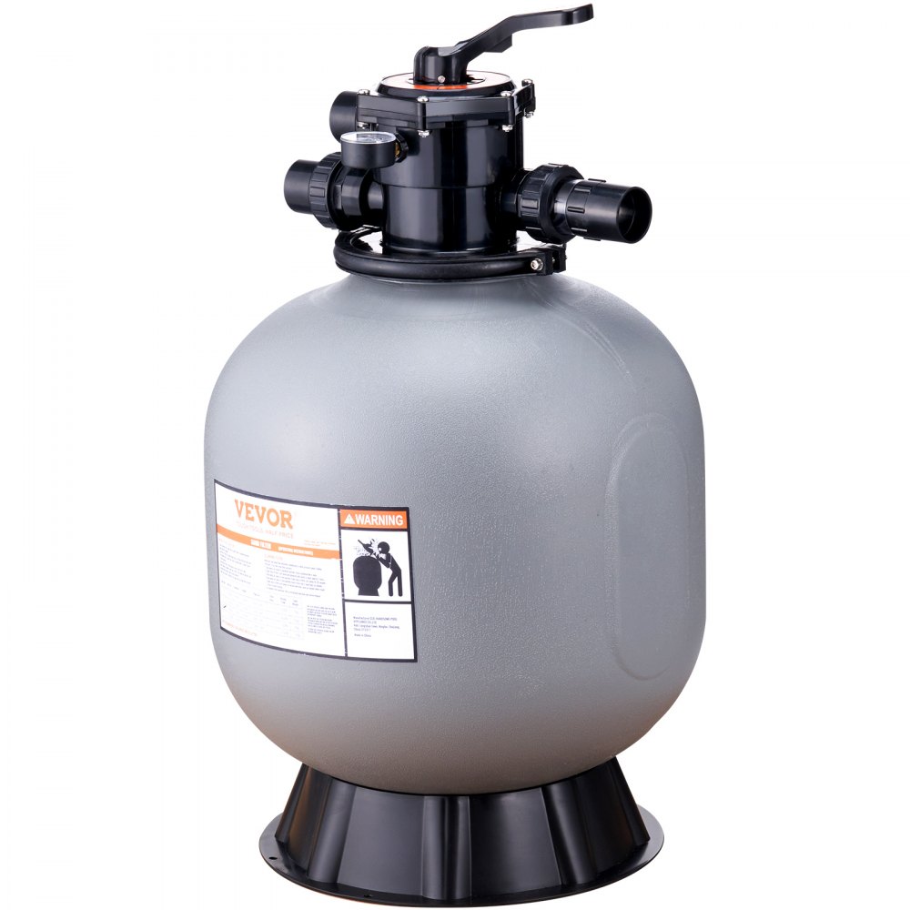 VEVOR Sand Filter System 55GPM Flow Rate Filter System 558.8mm Sand Filter 1-1/2 Inch Inlet/Outlet Diameter Filter Tank HDPE Filter Pump 7-Way Multi-Port Valve Sand Filter Pump 506x506x855mm