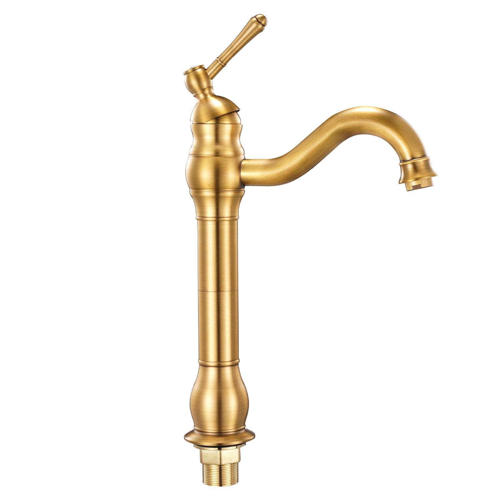 VEVOR Single Handle Sink Faucet, Solid Brass Single Handle Kitchen Faucet, 1 or 3 Hole Kitchen Faucets with Push-Button Drain, Suitable for Bathroom, RV, Bar, Public Restroom, Anti-Backflow Design