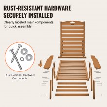 VEVOR Sonnenliege Liegestuhl Relaxliege Strandliege Liege HDPE bis 204kg Braun