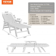 VEVOR Sonnenliege Liegestuhl Relaxliege Strandliege Liege HDPE bis 204kg Weiß