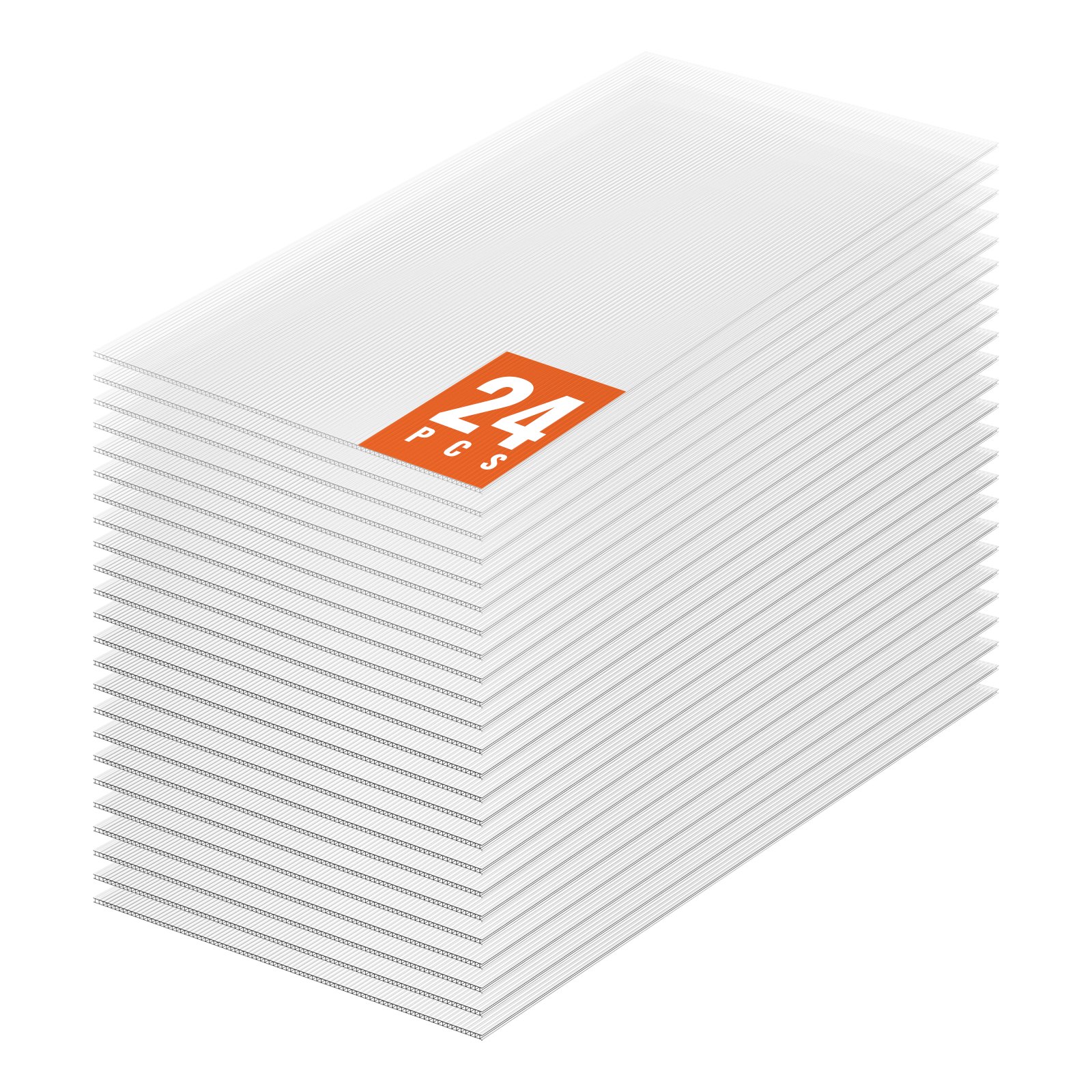 VEVOR 24er-Set Gewächshausplatten aus Polycarbonat, 1210 x 605 x 4 mm Stegplatten, wasserdichte UV-geschützte gewellte Hohlkammerplatten, schlagfeste, transparente Dachplatten für Gewächshaus/Garten