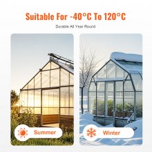 VEVOR 6er-Set Gewächshausplatten aus Polycarbonat, 1210 x 605 x 4 mm Stegplatten, wasserdichte UV-geschützte gewellte Hohlkammerplatten, schlagfeste, transparente Dachplatten für Gewächshaus/Garten