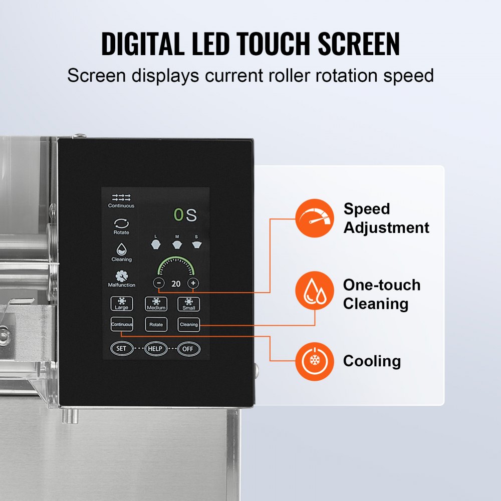 VEVOR Commercial Snowflake Ice Machine, 240 kg/24h Snowflake Ice Maker, Stainless Steel Ice Shaver, Electric Snow Cone Maker, Liquid Cooling System with Touch LCD