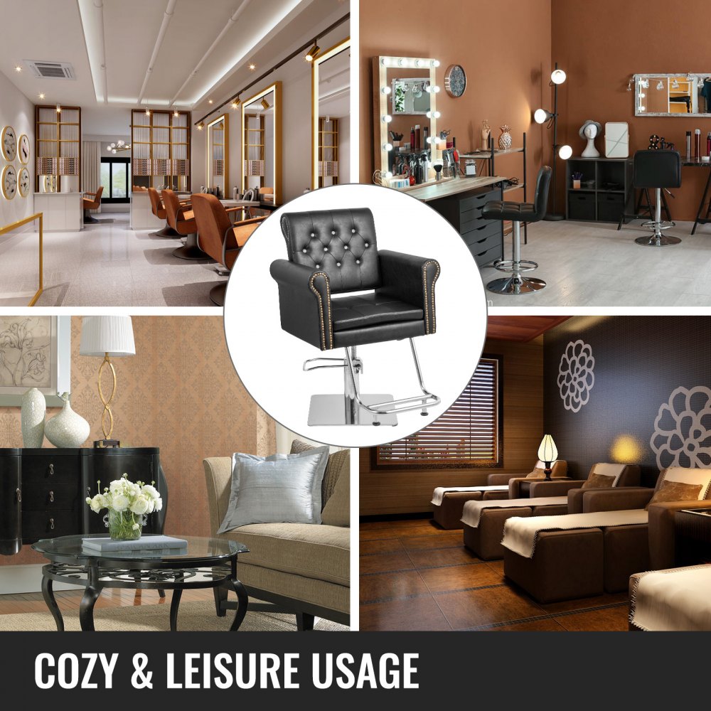 Vevor Friseurstuhl Bedienungsstuhl Schwarz Höhenverstellen Fußstütze Barbersalon