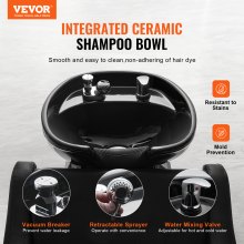 VEVOR Shampoo-Rückwaschstuhl, 300 kg Haarwaschstation für Friseursalons mit elektrisch verstellbarer Fußstütze und Keramikschüssel, Rückwasch-Shampoostuhl für Salons, Beauty-Spa-Friseur-Massagegerät