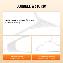VEVOR Kleiderbügel Rutschfest Plastik Hemdenbügel Jackenbügel Weiß 50 Stk.