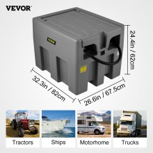 VEVOR Tragbarer Dieseltank 58 Gallonen Mobile Tankanlage Grau Mobile Dieseltankstelle 140 W Tankstation Dieseltank 2600 U/min Transporttank 12 V