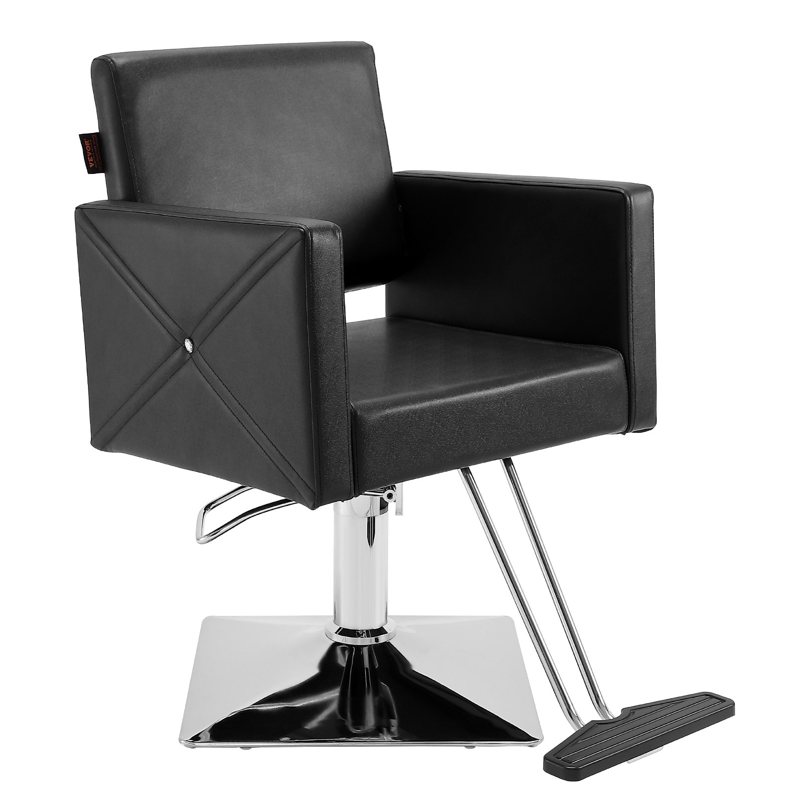 VEVOR Friseurstuhl 150 kg Gewichtskapazität Friseursessel aus Schwamm PU Holzplatte Eisen Bedienungsstuhl höhenverstellbar Barbersessel 360° drehbar Barberstuhl Friseureinrichtung  88 x 63 x 93 cm