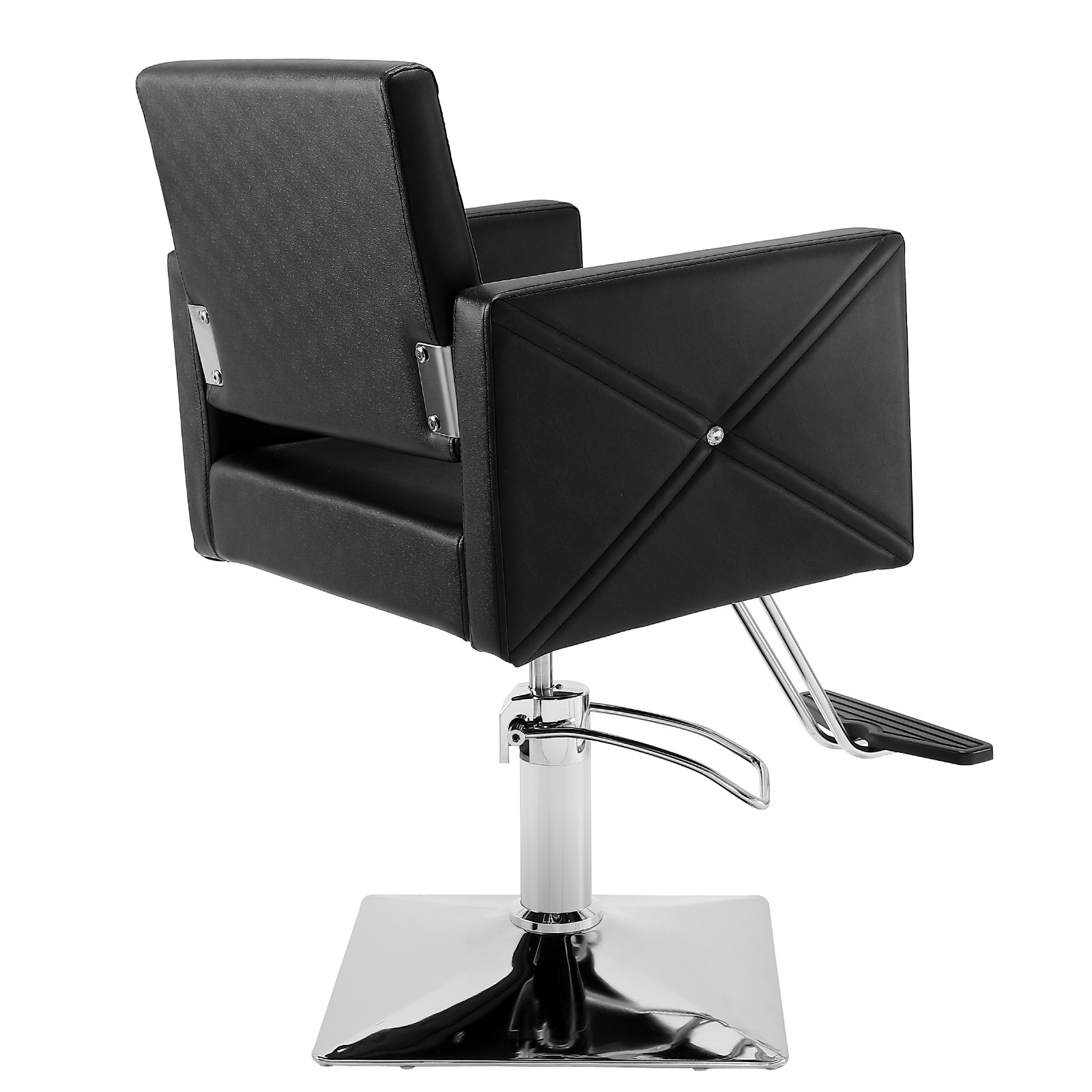 VEVOR Friseurstuhl 150 kg Gewichtskapazität Friseursessel aus Schwamm PU Holzplatte Eisen Bedienungsstuhl höhenverstellbar Barbersessel 360° drehbar Barberstuhl Friseureinrichtung  88 x 63 x 93 cm