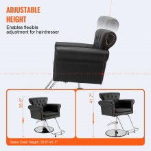 VEVOR Friseurstuhl 150 kg Gewichtskapazität Friseursessel aus Schwamm PU Holzplatte Eisen Bedienungsstuhl höhenverstellbar Barbersessel 360° drehbar Barberstuhl Friseureinrichtung 98 x 77 x 90,5 cm