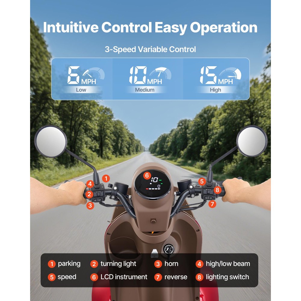 VEVOR Heavy Duty 4-Wheel Mobility Scooters for Seniors & Adults, 500lbs Capacity, 35 KM 3-Speed Long Range, 1000W All Terrain Electric Recreational Scooter Wheelchair, 20° Max Climbing Capacity