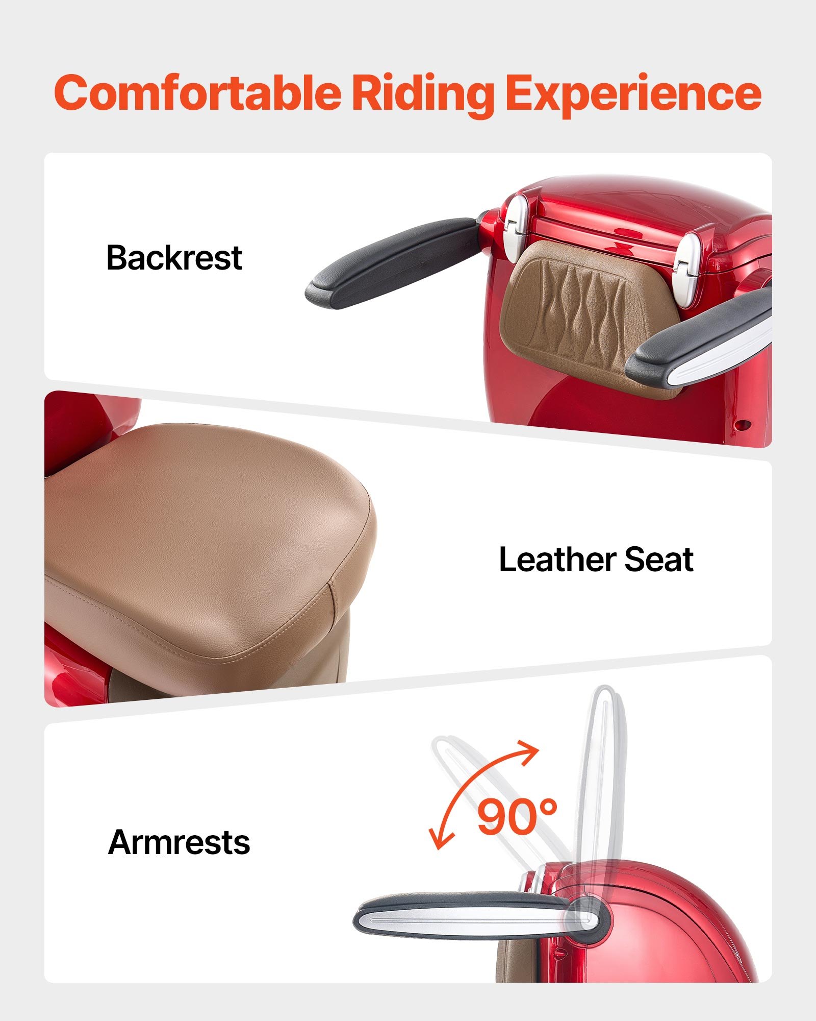 VEVOR Heavy Duty 4-Wheel Mobility Scooters for Seniors & Adults, 500lbs Capacity, 35 KM 3-Speed Long Range, 1000W All Terrain Electric Recreational Scooter Wheelchair, 20° Max Climbing Capacity