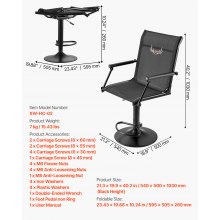 VEVOR Faltstuhl Campingstuhl Anglerstuhl mit gepolsterten Armlehnen, höhenverstellbarer Klappstuhl Gartenstuhl (136 kg belastbar) 360° geräuschlos drehbar, für Picknick Garten Outdoor Angeln