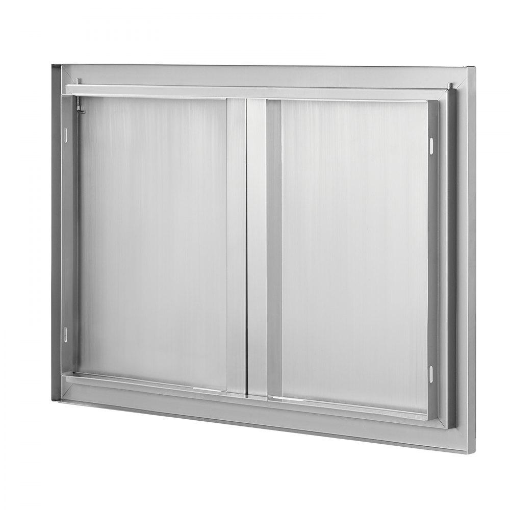 VEVOR Grill-Zugangstür, 774 x 532 mm, Doppelte Außenküchentür, Flächenbündig Montierte Edelstahltür, Vertikale Wandtür mit Versenkbaren Griffen, für Grillinsel, Grillstation, Außenschrank