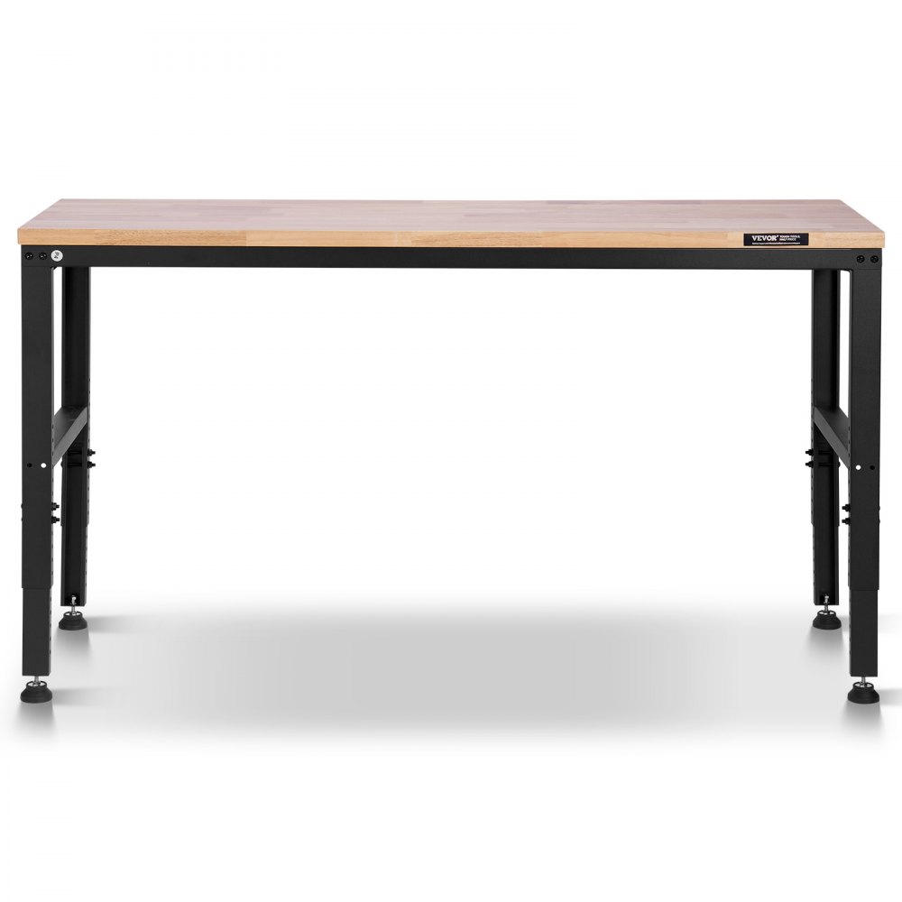 VEVOR Werkbank, 1549 x 508 mm Werkstatttisch, Höhenverstellbar 688-914mm, 900 kg Kapazität, Inkl. Stromanschlüsse, Hartholz-Oberfläche, Metallrahmen & Fußpads, Ideal für Garage, Büro & Zuhause