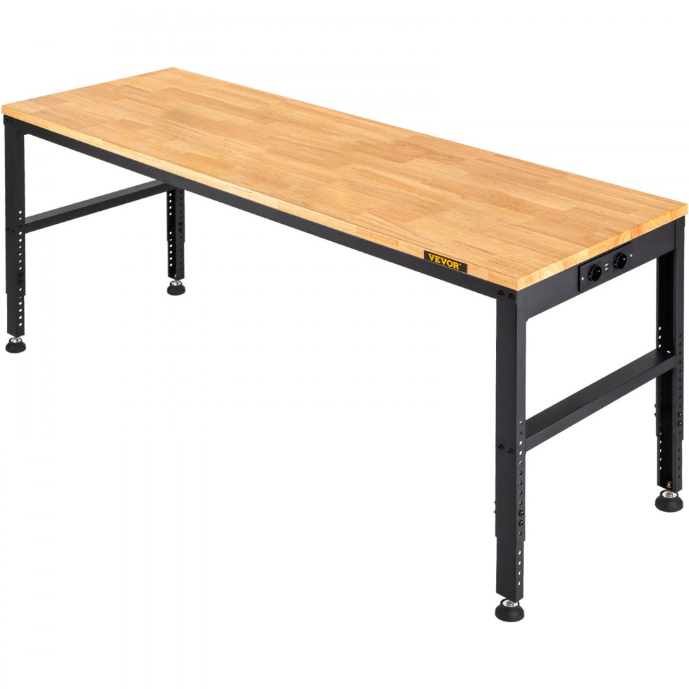 VEVOR Höhenverstellbare Werkbank 122 x 61 x 72 - 97 cm Spanntisch, 900 kg Gewichtskapazität Arbeitstisch, Braun Klappbare Werkzeugbank aus Kaltgewalzter Stahl, Multifunktionswerktisch für Werkstatt