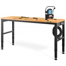 VEVOR Höhenverstellbare Werkbank 122 x 61 x 72 - 97 cm Spanntisch, 900 kg Gewichtskapazität Arbeitstisch, Braun Klappbare Werkzeugbank aus Kaltgewalzter Stahl, Multifunktionswerktisch für Werkstatt