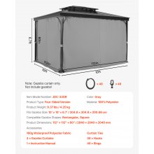 VEVOR Terrassenvorhang Vorhänge für Pavillon  2840x2840x2040mm wasserdicht grau