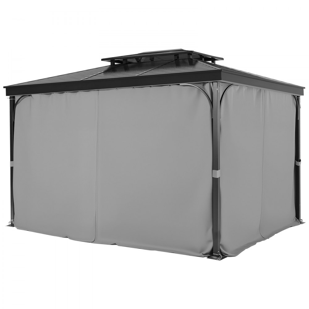 VEVOR Terrassenvorhang, 2840x2840x2110 mm, 4-teilige Seitenwand-Pavillon-Sichtschutzvorhänge mit Reißverschlüssen, Sonnenschutzvorhänge als Ersatz für Terrassenüberdachung, NUR Vorhänge, grau