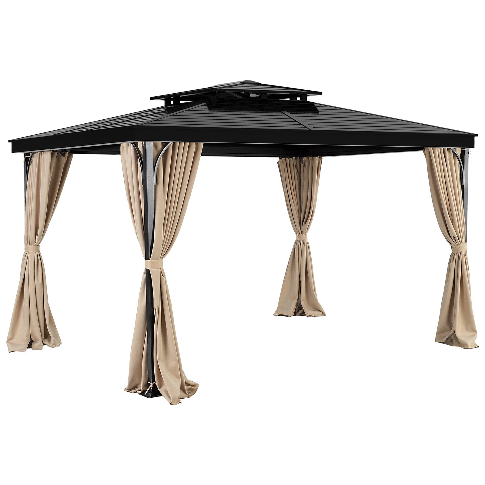 VEVOR Terrassenvorhang, 2810x3410x2140 mm, Seitenwand-Sichtschutzvorhänge für Pavillons mit Reißverschlüssen, Sonnenschutzvorhänge als Ersatz für Terrassenüberdachung, NUR Vorhänge, Khaki