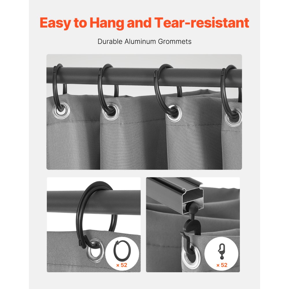 VEVOR Terrassenvorhang, 2830x3400x2035mm, Seitenwand-Sichtschutzvorhänge für Pavillons mit Reißverschlüssen, Sonnenschutzvorhänge als Ersatz für Terrassenüberdachung, nur Vorhänge, grau