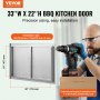 VEVOR-Grill-Zugangstür 33 x 22 Zoll, einfache Installation mit präziser Größenangabe und abgebildeten Verpackungsdetails.