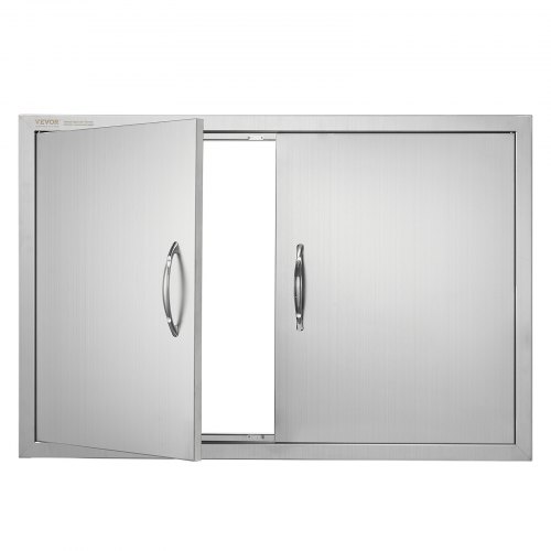VEVOR Grill-Zugangstür, 889 x 610 mm, Doppelte Außenküchentür, Flächenbündig Montierte Edelstahltür, Vertikale Wandtür mit Griffen, für Grillinsel, Grillstation, Außenschrank