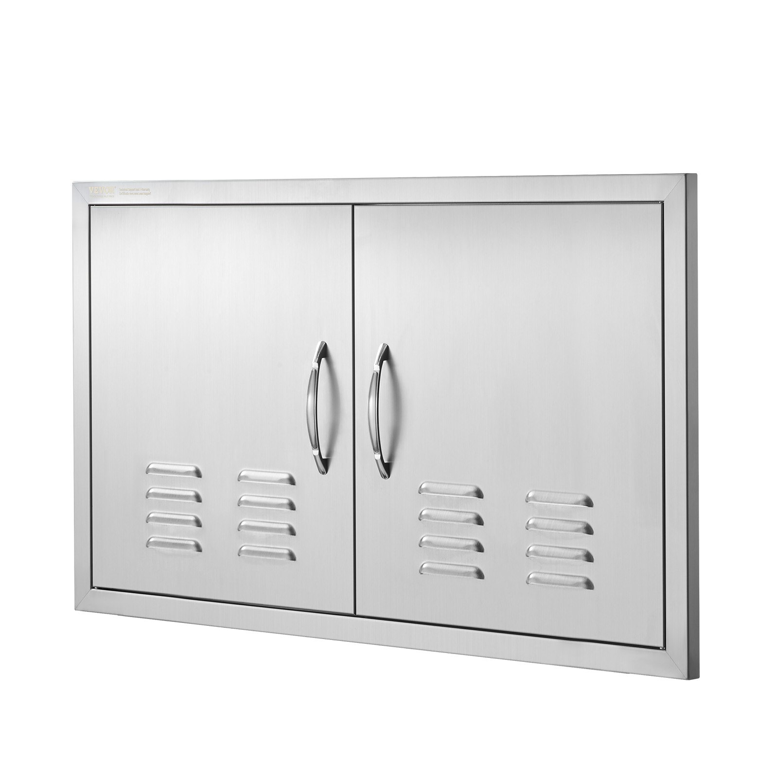 VEVOR Grill-Zugangstür, 914 x 534 mm, Doppelte Außenküchentür, Flächenbündig Montierte Edelstahltür, Vertikale Wandtür mit Griffen und Lüftungsschlitzen, für Grillinsel, Grillstation, Außenschrank