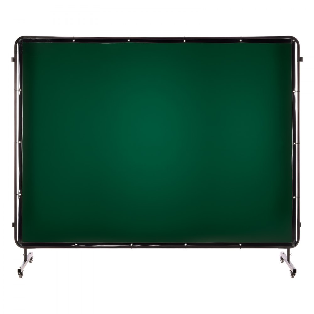 VEVOR Schweißvorhang mit Rahmen, 3-teilig, 1740 x 2340 mm, flammhemmende Vinyl-Schweißschutzwand mit 12 Rädern & 6-stufigem UV-Schutz für Werkstatt-/Industrieanwendungen, Dunkelgrün