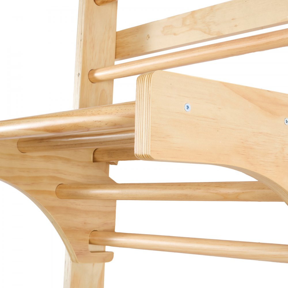 VEVOR schwedisches Leiterwand 10-stufiges Indoor-Klettergerüst aus Massivholz, 100 kg belastbare Indoor-Spielplatz-Kletterleiter Turnreck mit Klimmzugstange – Ideales Geschenk für Kinder