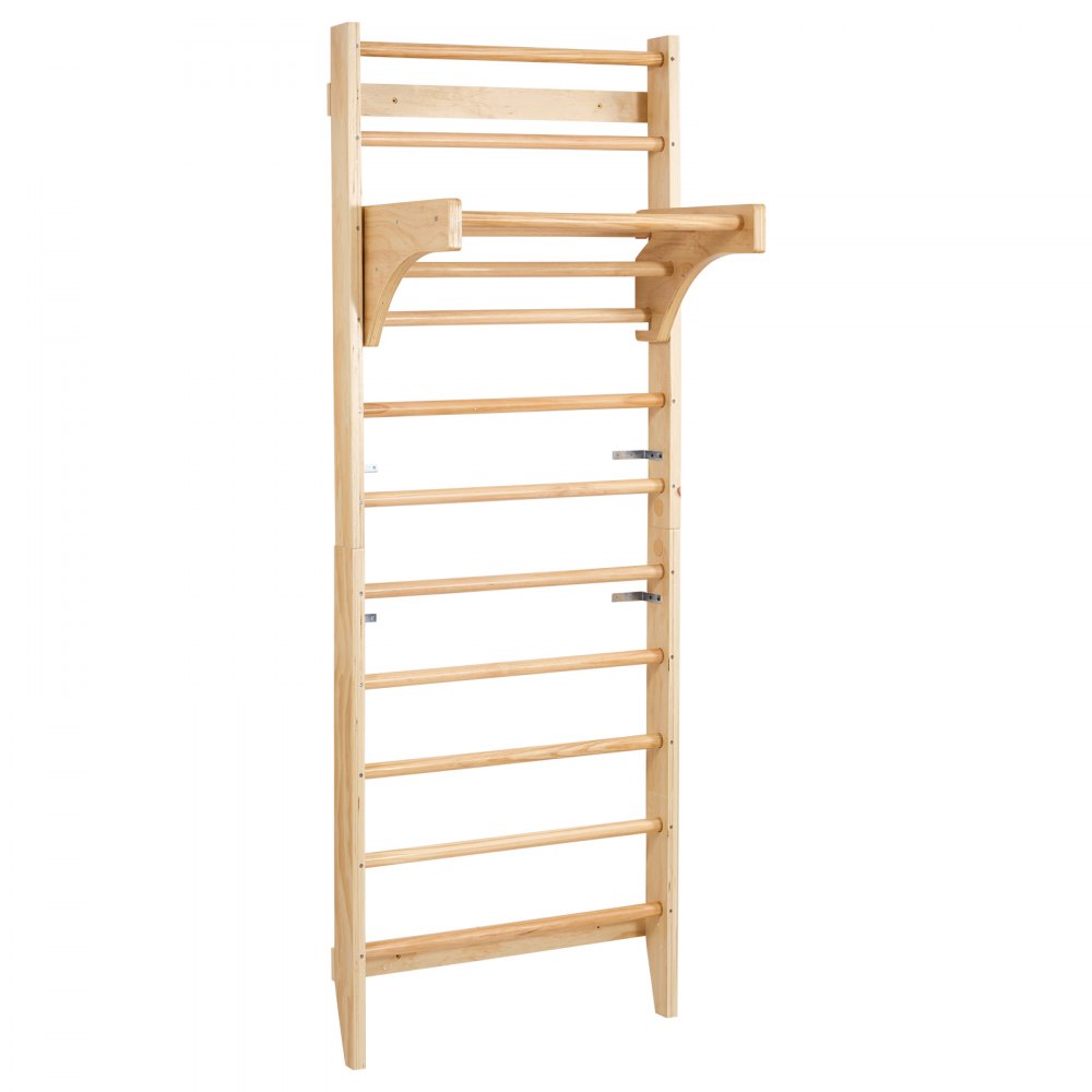 VEVOR schwedisches Leiterwand 10-stufiges Indoor-Klettergerüst aus Massivholz, 100 kg belastbare Indoor-Spielplatz-Kletterleiter Turnreck mit Klimmzugstange – Ideales Geschenk für Kinder