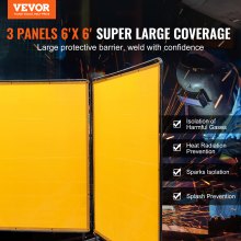 VEVOR 3-Panel-Schweißvorhang 1,8 x 1,8 m Schweißschutzvorhang aus Flammhemmendem Vinyl Schweißschutzwand mit 4 Schwenkrädern und einem 6-stufigen UV-Schutz Schweißerdecke Schweißschutz Gelb