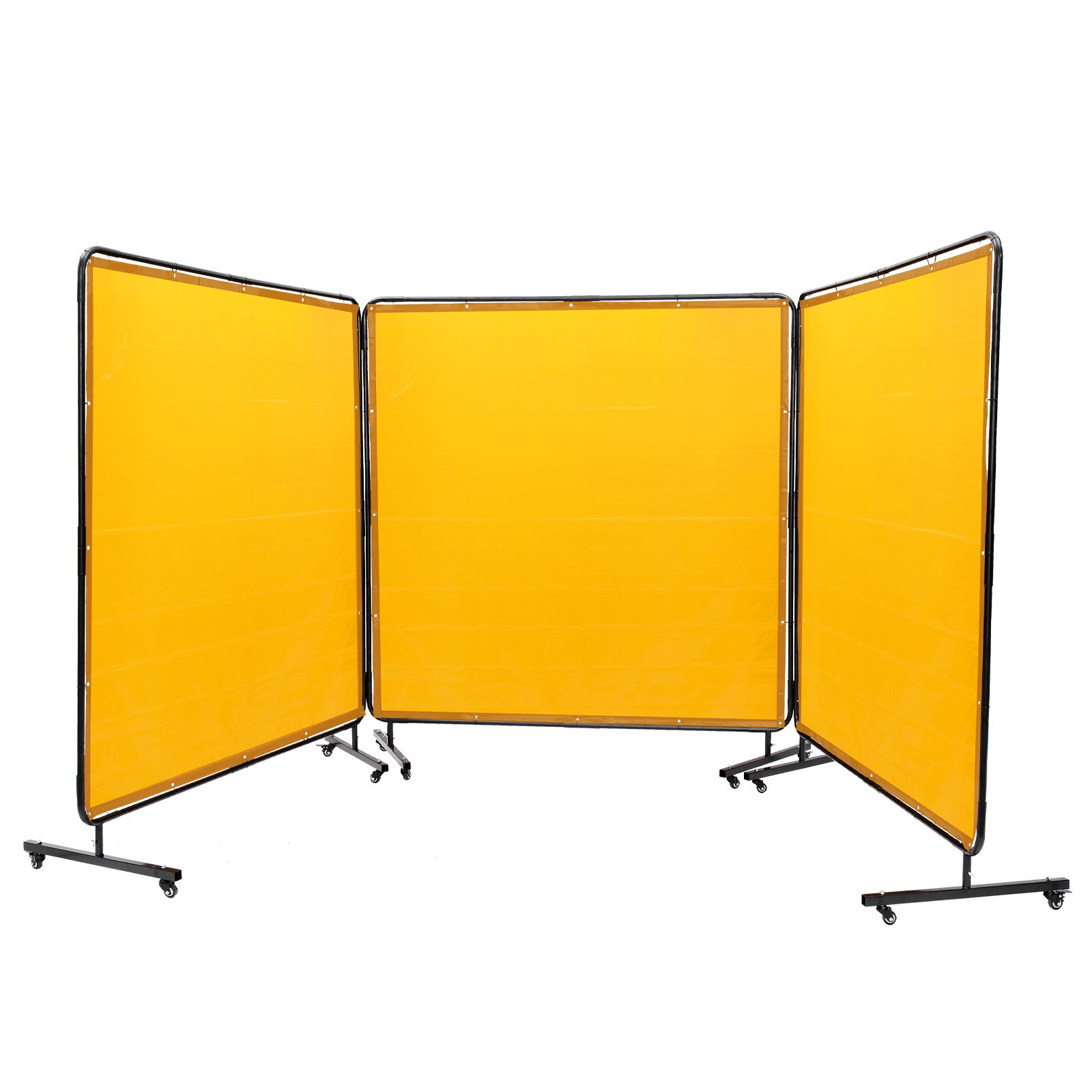 VEVOR 3-Panel-Schweißvorhang 1,8 x 1,8 m Schweißschutzvorhang aus Flammhemmendem Vinyl Schweißschutzwand mit 4 Schwenkrädern und einem 6-stufigen UV-Schutz Schweißerdecke Schweißschutz Gelb
