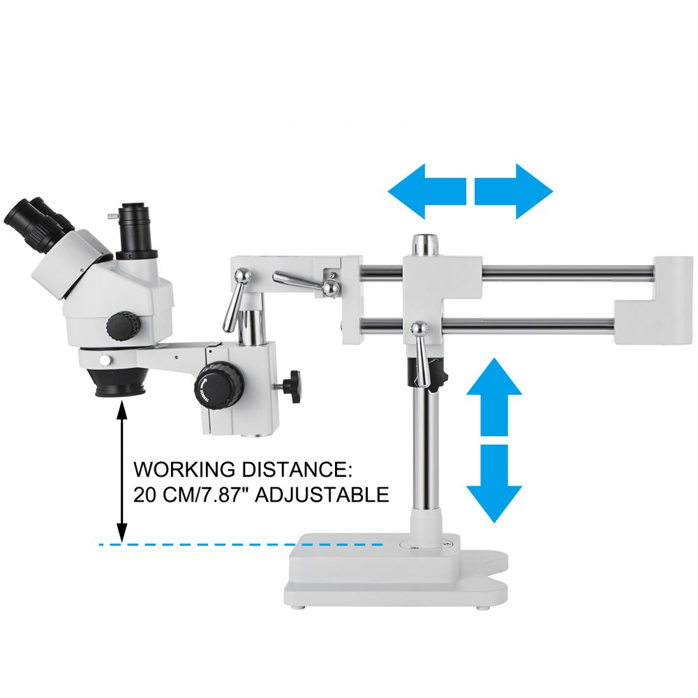 VEVOR 3,5X-90X Simul Focal Trinocular Zoom Stereo Microscope Al-Zn-Legierung 360 Grad Drehbar Trinokulares Stereomikroskop Dual Armstativ Labor Video Mikroskop zwei höhenverstellbar Ständer Zubehör